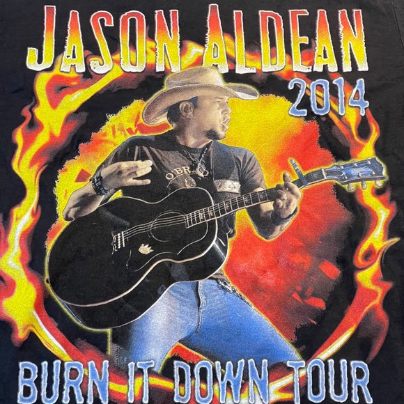 Jason Aldean 2014 "Burn It Down Tour" T-Shirt Black - Small - Picture 3 of 6